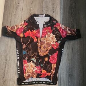 Weimostar Floral Skull Cycling Jersey